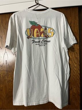 Vans White Fresh Citrus Graphic Tee with Orange & Yellow Logo